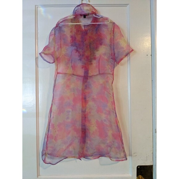 Delia's Sheer Multi Ruffle Top XS Vintage Y2K Prep Punk Fairycore - Picture 4 of 5